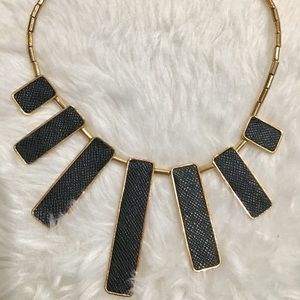 Gold black rectangle necklace